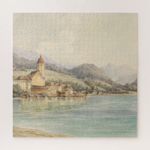 Uitzicht van St. Wolfgang aan het meer Wolfgang Ca Legpuzzel