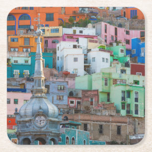 Uitzicht van stadsgebouwen kartonnen onderzetters