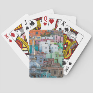 Uitzicht van stadsgebouwen pokerkaarten