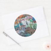 Uitzicht van stadsgebouwen ronde sticker (Envelop)