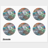 Uitzicht van stadsgebouwen ronde sticker (Vel)