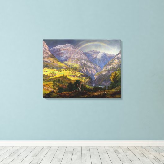 Uitzicht van Stalheim in Noorwegen (Johan Christel Canvas Afdruk (Insitu (Houten vloer))