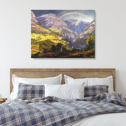 Uitzicht van Stalheim in Noorwegen (Johan Christel Canvas Afdruk (Insitu (Slaapkamer))