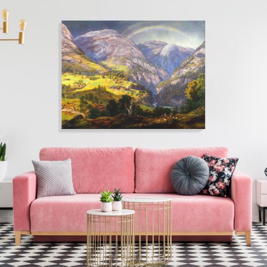 Uitzicht van Stalheim in Noorwegen (Johan Christel Canvas Afdruk (Insitu (Woonkamer))