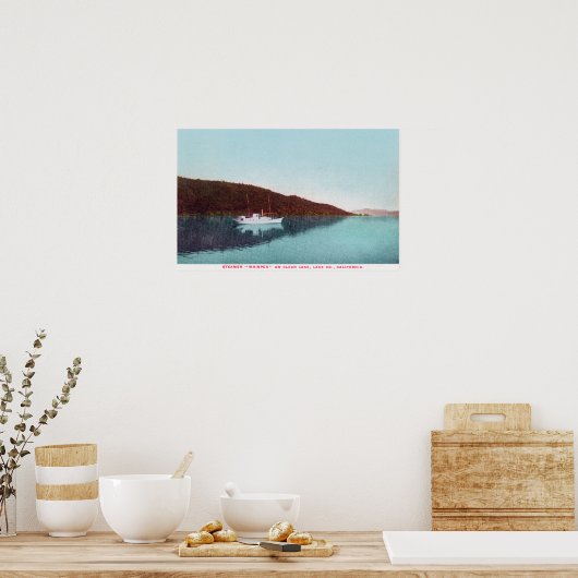 Uitzicht van Steamer Whisper op het meer Poster (Keuken)