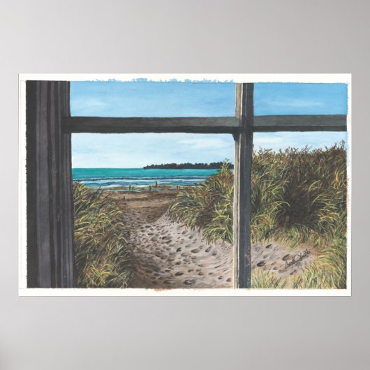 Uitzicht van Stinson Beach Snack Bar Window Poster (Voorkant)