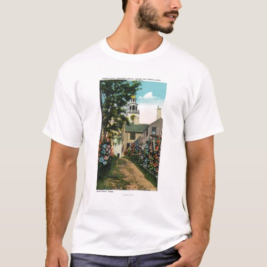 Uitzicht van Stone Alley van South Tower and Town  T-shirt (Voorkant)