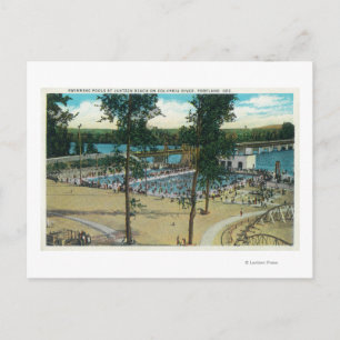 Uitzicht van  strand-zwempools briefkaart