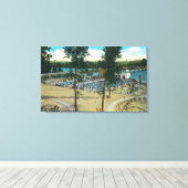 Uitzicht van strand-zwempools canvas afdruk (Insitu (Houten vloer))