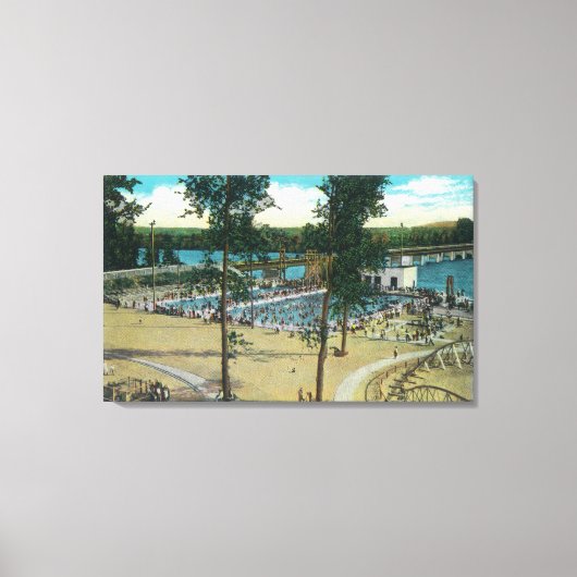 Uitzicht van strand-zwempools canvas afdruk (Voorkant)