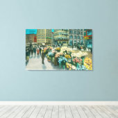 Uitzicht van Street Flower Venders Canvas Afdruk (Insitu (Houten vloer))
