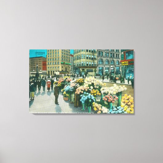 Uitzicht van Street Flower Venders Canvas Afdruk (Voorkant)
