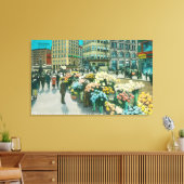 Uitzicht van Street Flower Venders Canvas Afdruk (Insitu (Woonkamer))