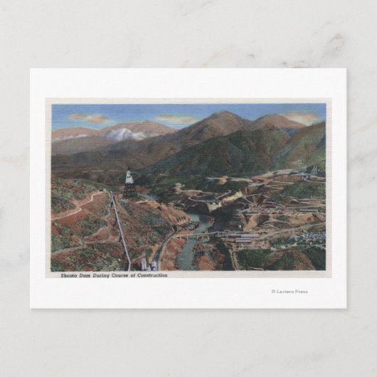 Uitzicht van stuwdammen tijdens de bouw briefkaart (Voorkant)