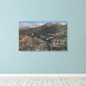 Uitzicht van stuwdammen tijdens de bouw canvas afdruk (Insitu (Houten vloer))