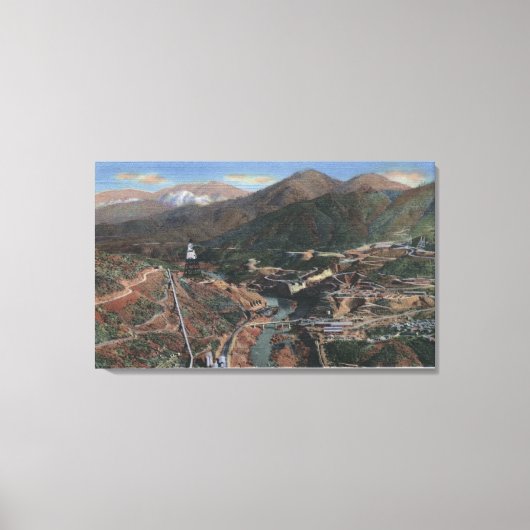 Uitzicht van stuwdammen tijdens de bouw canvas afdruk (Voorkant)