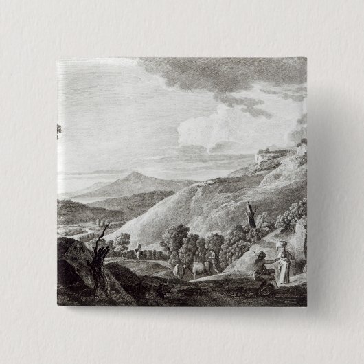 Uitzicht van Tarquinia en Corneto Vierkante Button 5,1 Cm (Voorkant)