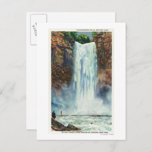 Uitzicht van Taughannock-Herfsten van de onderkant Briefkaart (Voorkant / Achterkant)