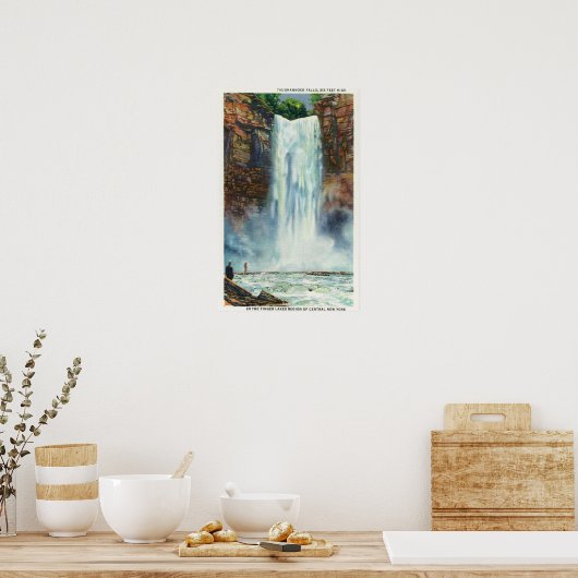 Uitzicht van Taughannock-Herfsten van de onderkant Poster (Keuken)