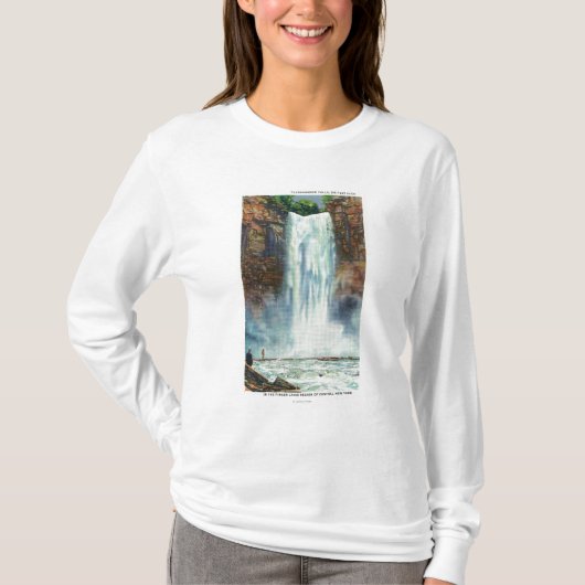 Uitzicht van Taughannock-Herfsten van de onderkant T-shirt (Voorkant)