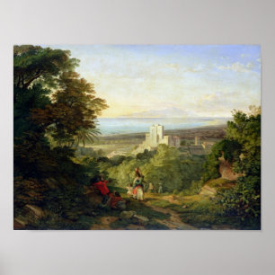Uitzicht van Terracina en Monte Circeo, 1833 Poster