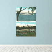 Uitzicht van Ticonderoga Steamer en bruikbaar Chas Canvas Afdruk (Insitu (Houten vloer))