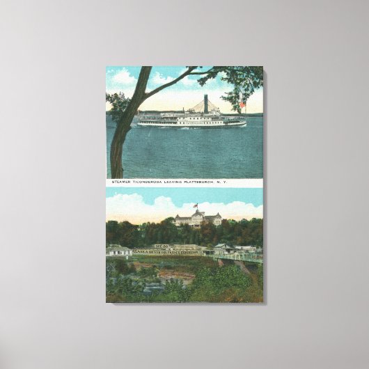 Uitzicht van Ticonderoga Steamer en bruikbaar Chas Canvas Afdruk (Voorkant)