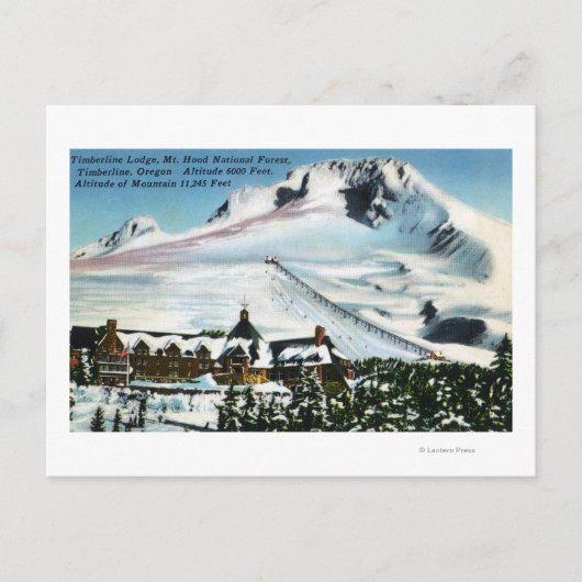Uitzicht van Timberline Lodge, Mt Hood in de winte Briefkaart (Voorkant)