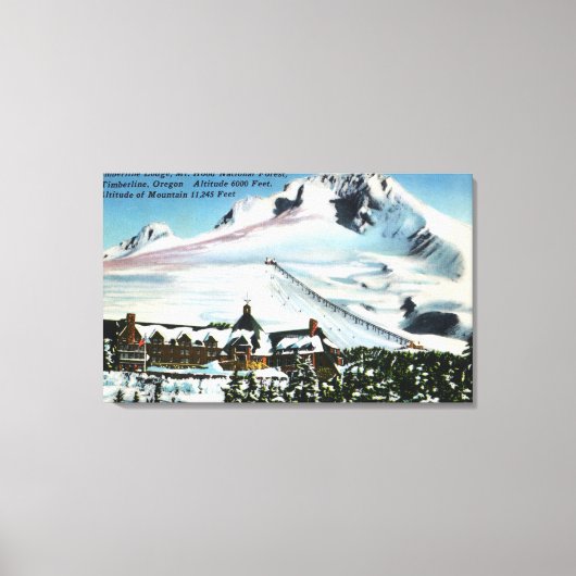 Uitzicht van Timberline Lodge, Mt Hood in de winte Canvas Afdruk (Voorkant)
