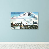 Uitzicht van Timberline Lodge, Mt Hood in de winte Canvas Afdruk (Insitu (Houten vloer))