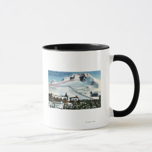 Uitzicht van Timberline Lodge, Mt Hood in de winte Mok