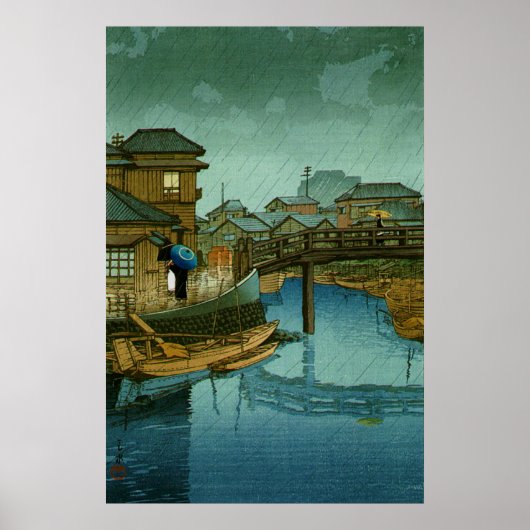 Uitzicht van Tokaido Shinagawa Kawase Hasui Poster (Voorkant)