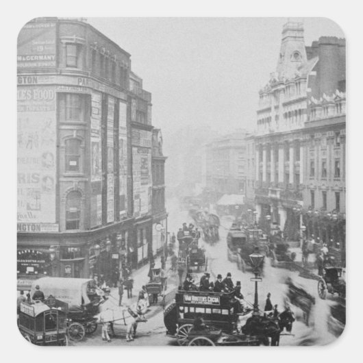 Uitzicht van Tottenham Court Road, c.1885 Vierkante Sticker (Voorkant)