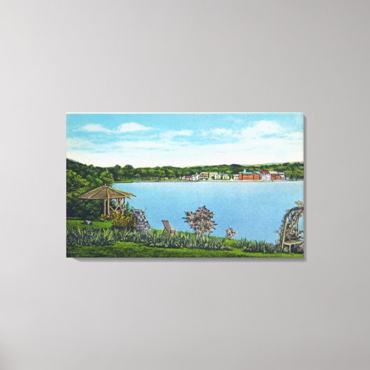 Uitzicht van Town van West Lake Road Canvas Afdruk (Voorkant)