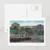 Uitzicht van Townpeople Around Cut WoodNulato, AK Briefkaart (Voorkant / Achterkant)