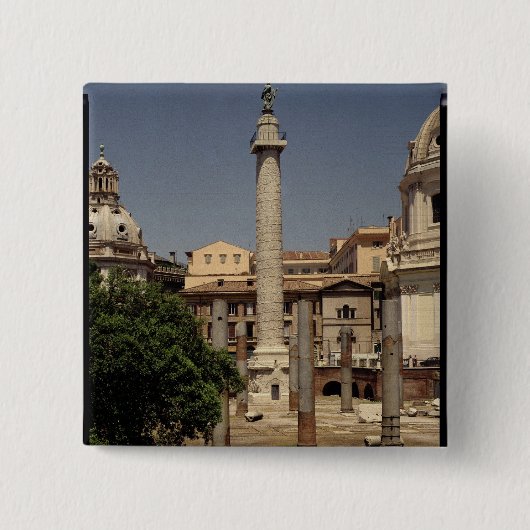 Uitzicht van Trajan's column, 113 AD Vierkante Button 5,1 Cm (Voorkant)