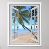 Uitzicht van Tranquil Palms en Ocean Artificial Wi Poster (Voorkant)