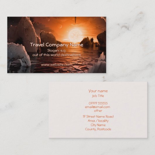 Uitzicht van Trappist-1f Exoplanet Visitekaartje (Voorkant / Achterkant)