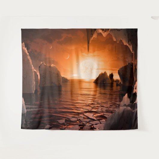 Uitzicht van Trappist-1f Exoplanet Wandkleed (Voorkant (horizontaal))