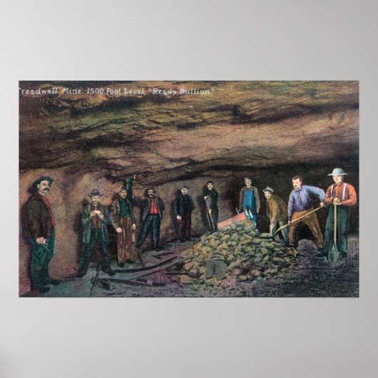 Uitzicht van Treadwell Mine Gold Miners Juneau, AK Poster (Voorkant)