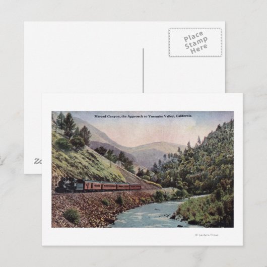 Uitzicht van treinen dat de vallei van Yosemite in Briefkaart (Voorkant / Achterkant)