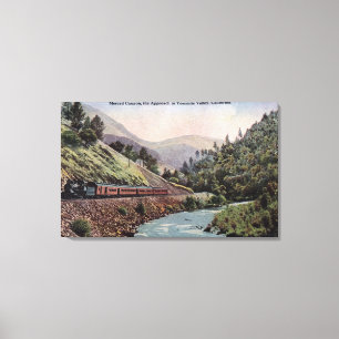 Uitzicht van treinen dat de vallei van Yosemite in Canvas Afdruk