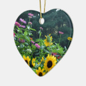 Uitzicht van tuinbouw- zonnebloem, appelwijn, kosm keramisch ornament (Links)