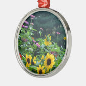 Uitzicht van tuinbouw- zonnebloem, appelwijn, kosm metalen ornament (Links)