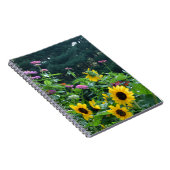 Uitzicht van tuinbouw- zonnebloem, appelwijn, kosm notitieboek (Rechterzijde)