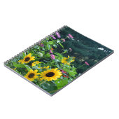 Uitzicht van tuinbouw- zonnebloem, appelwijn, kosm notitieboek (Linkerzijde)