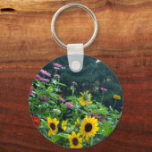 Uitzicht van tuinbouw- zonnebloem, appelwijn, kosm sleutelhanger (Voorkant)