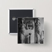 Uitzicht van twee caryatiden van de caryatiden" vierkante button 5,1 cm (Voorkant /achterkant)