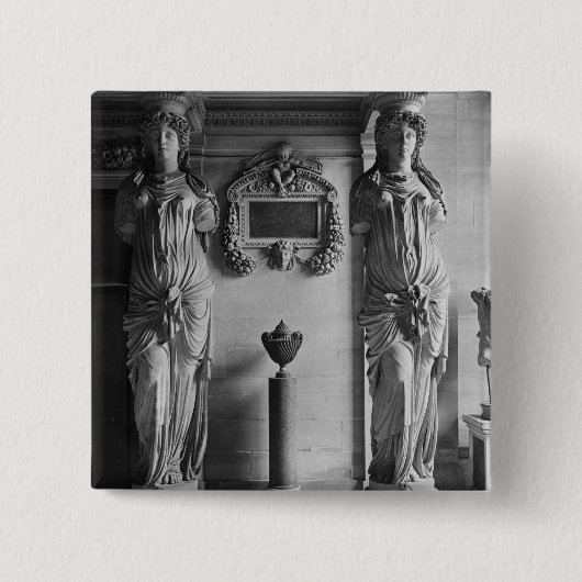 Uitzicht van twee caryatiden van de caryatiden" vierkante button 5,1 cm (Voorkant)