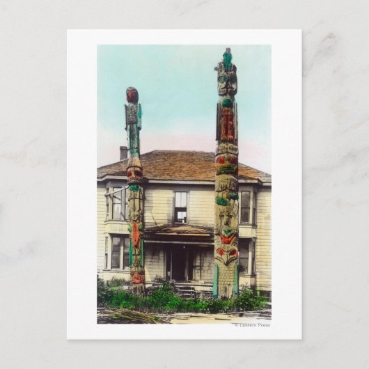 Uitzicht van Twee TotempolesWrangell, AK Briefkaart (Voorkant)